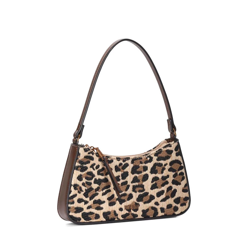 Bolsa Baguete Média Tramado Animal Print Onça - vista 2 de 3