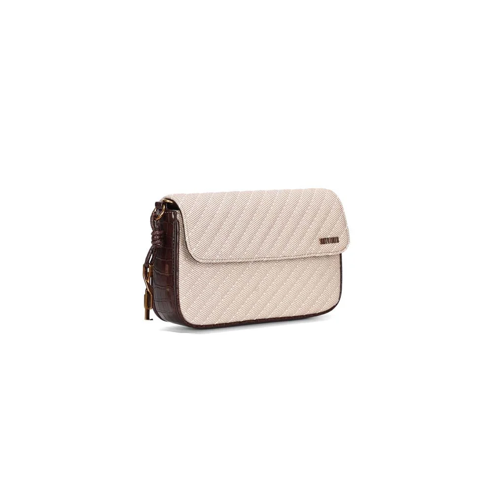 Bolsa Média Canvas Matelassê Bege Alça Corrente - vista 2 de 3
