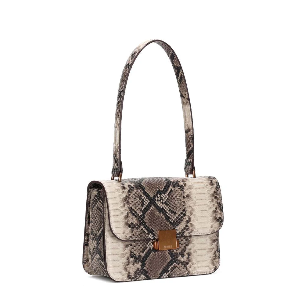 Bolsa Média Animal Print Cobra Alça De Ombro - vista 3 de 4