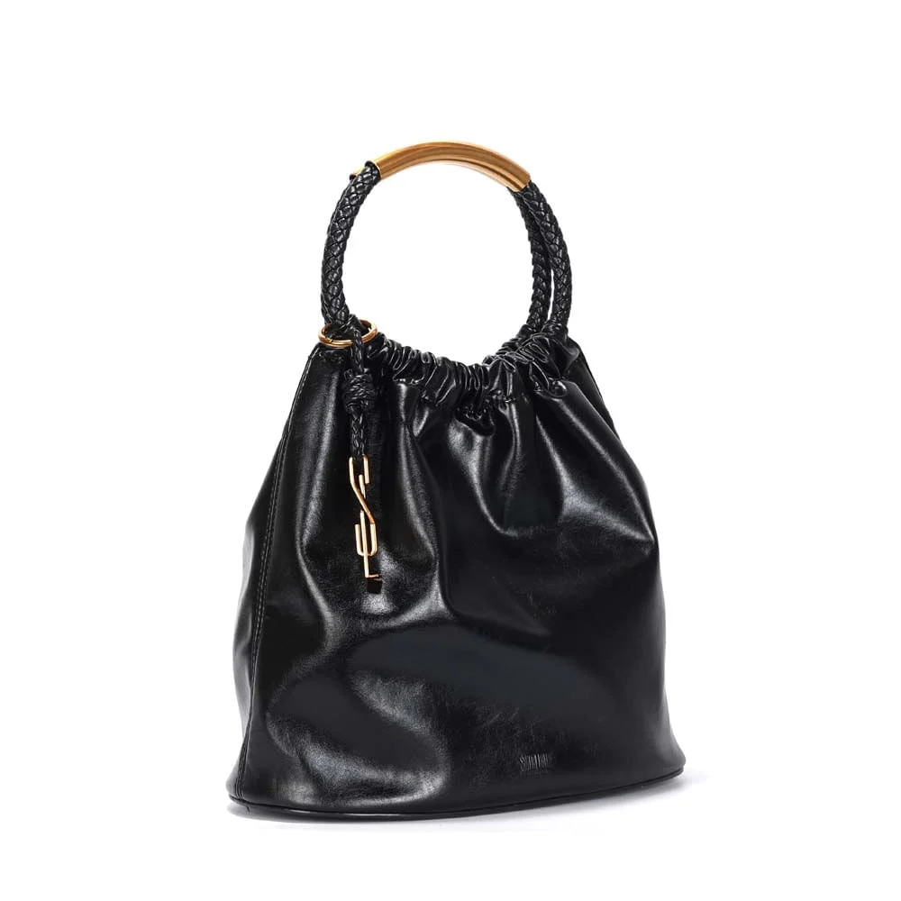 Bolsa Bucket Média Rústico Preto Transversal - vista 2 de 4