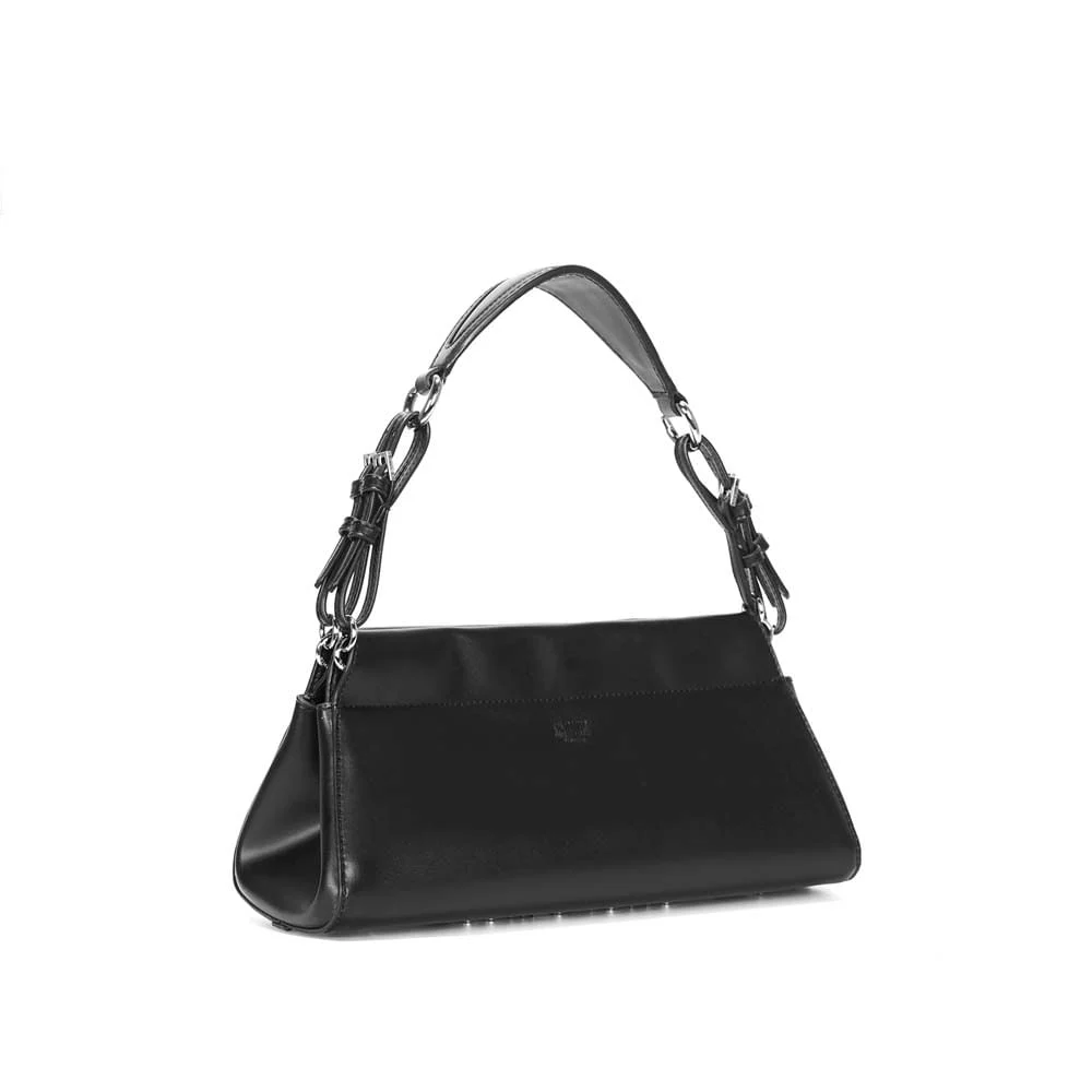 Bolsa Baguete Média Soft Liso Alça Fivela Preta - vista 2 de 3