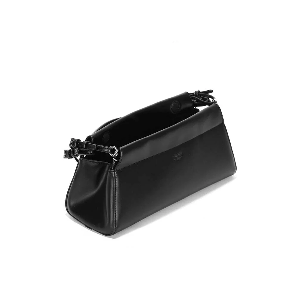 Bolsa Baguete Média Soft Liso Alça Fivela Preta - vista 3 de 3