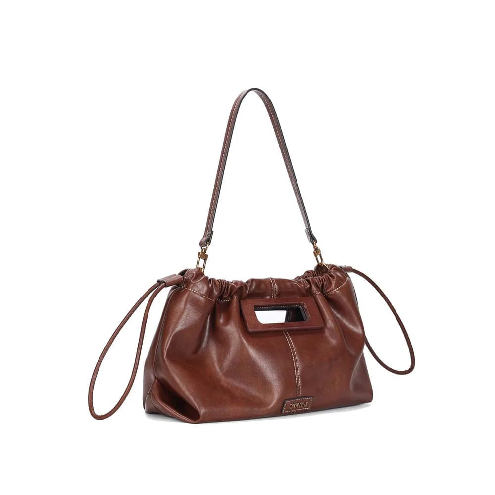 Bolsa Pouch Média Rústico Marrom Dark Alça De Ombro - vista 3 de 4