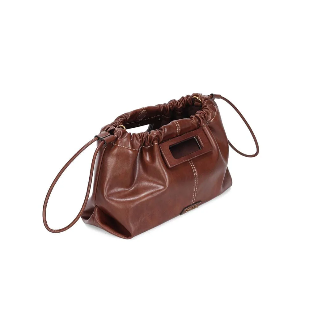 Bolsa Pouch Média Rústico Marrom Dark Alça De Ombro - vista 4 de 4