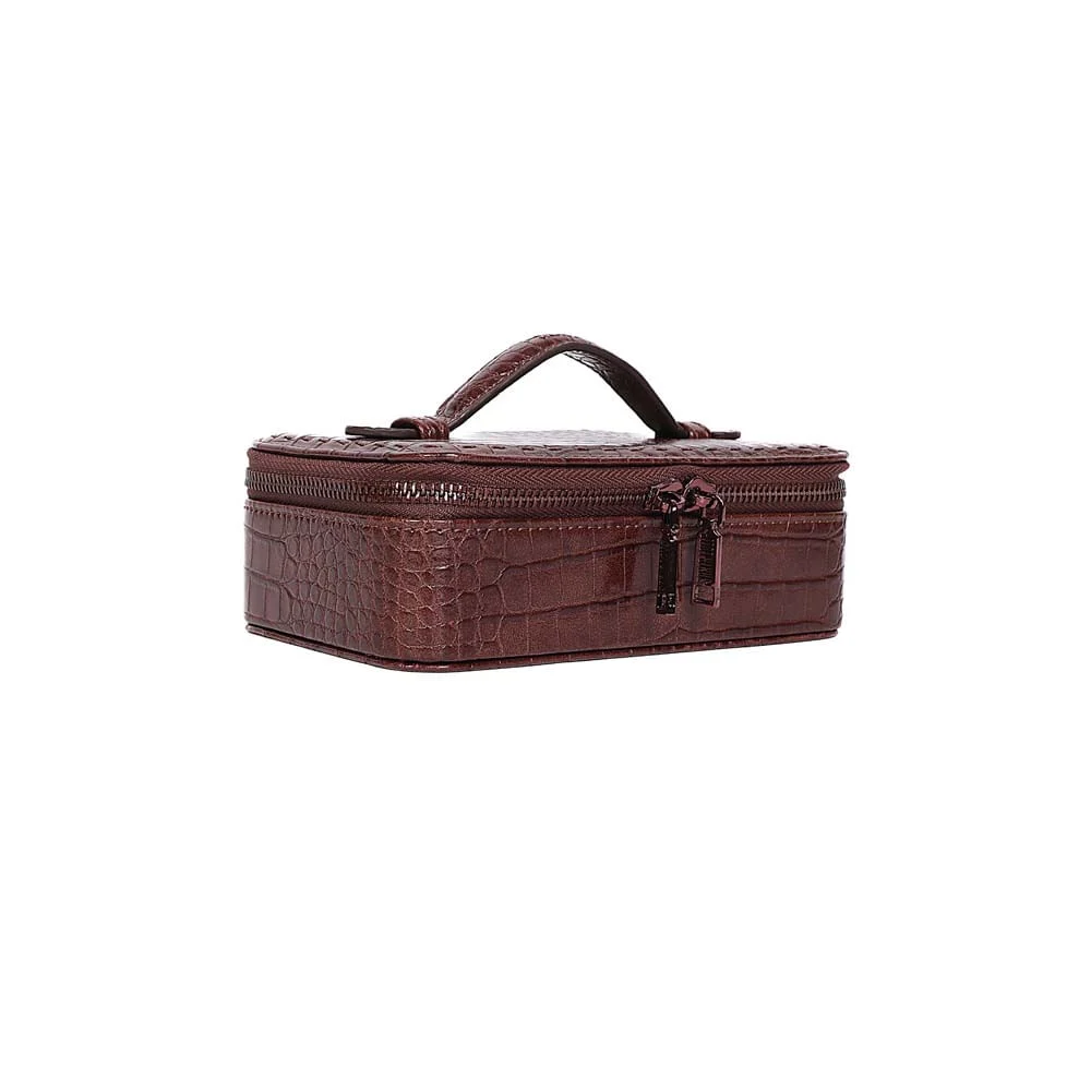 Porta Joias Croco Alça De Mão Marrom Terracota - vista 2 de 8