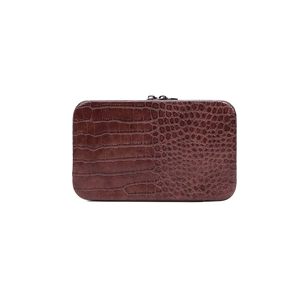 Porta Joias Croco Alça De Mão Marrom Terracota - vista 6 de 8
