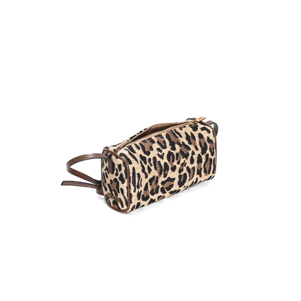 Bolsa Cilindro Tramado Onça Animal Print Transversal - vista 3 de 3