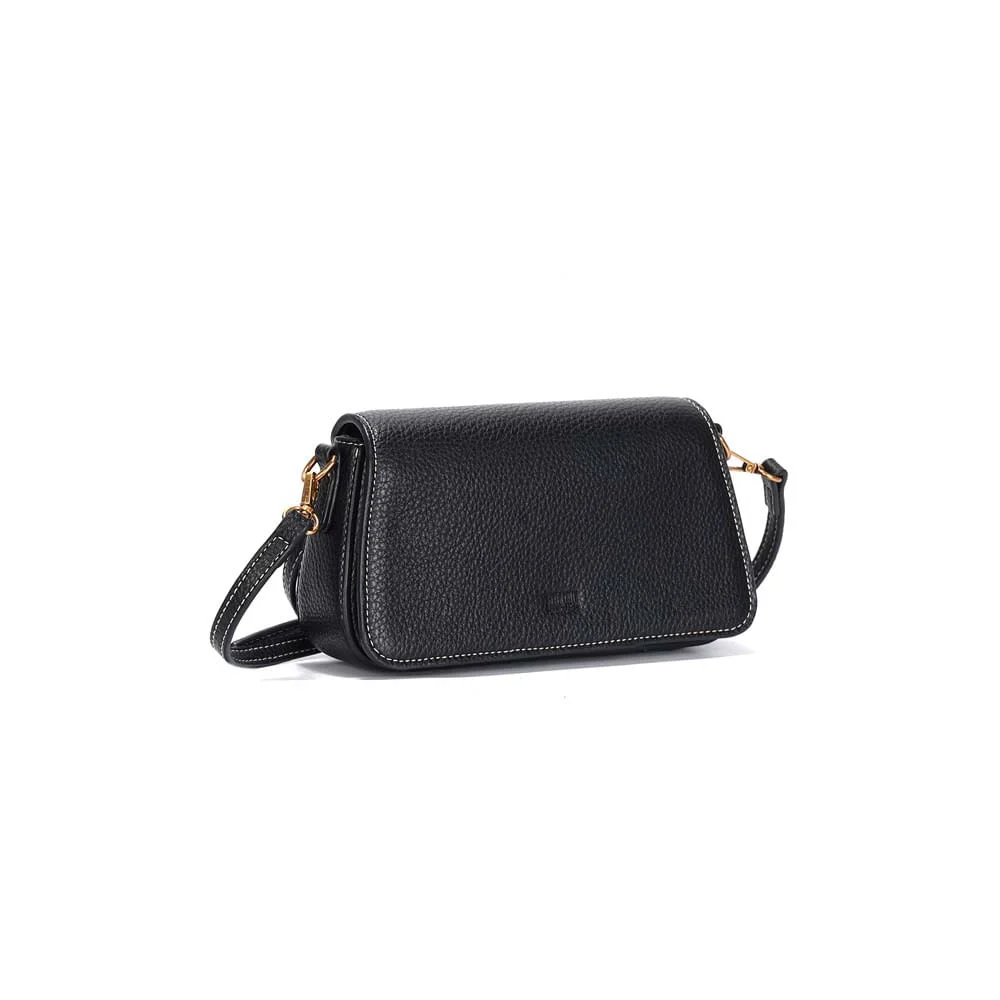 Bolsa Flap Tiracolo Pequena Floater Preta Pespontos - vista 2 de 4