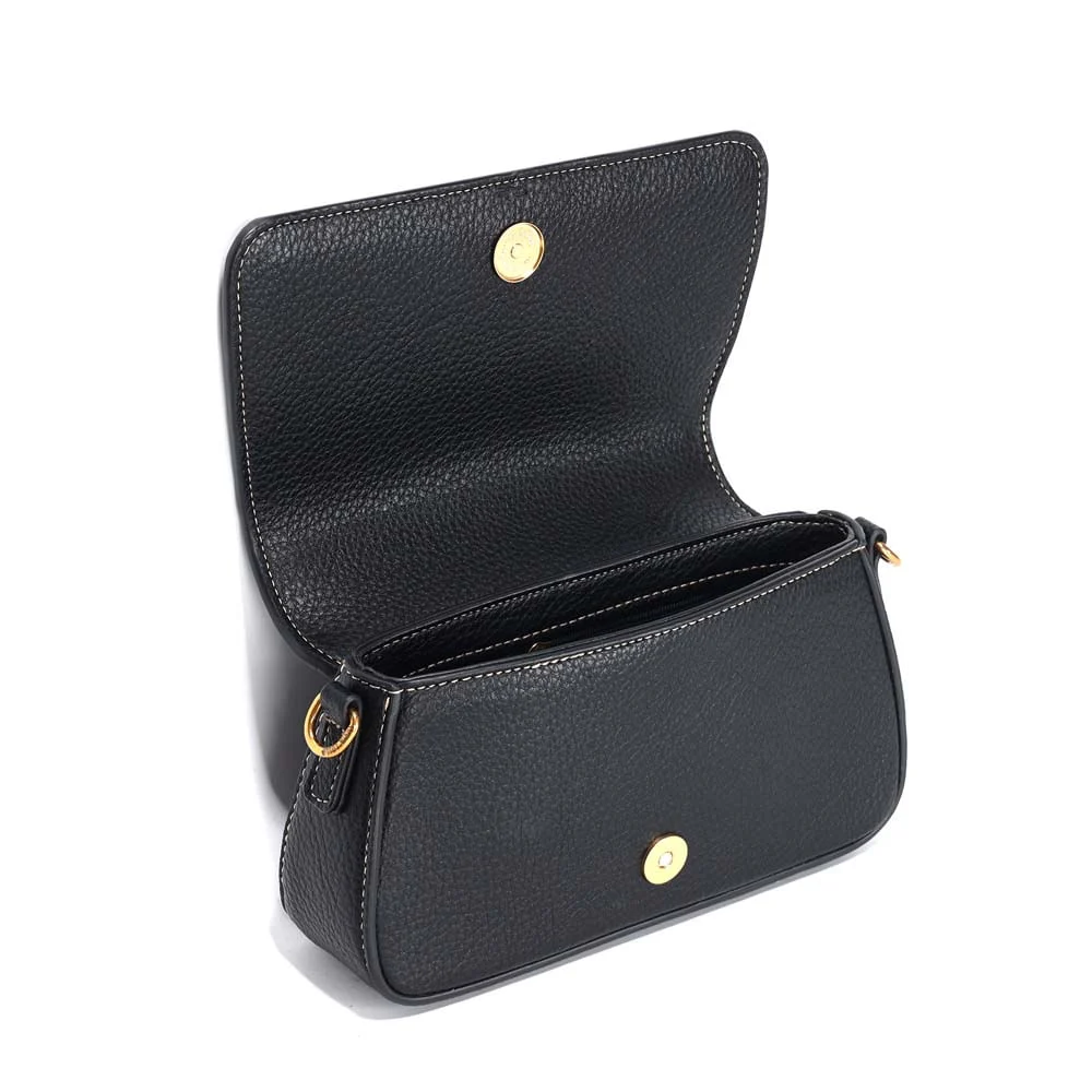 Bolsa Flap Tiracolo Pequena Floater Preta Pespontos - vista 4 de 4