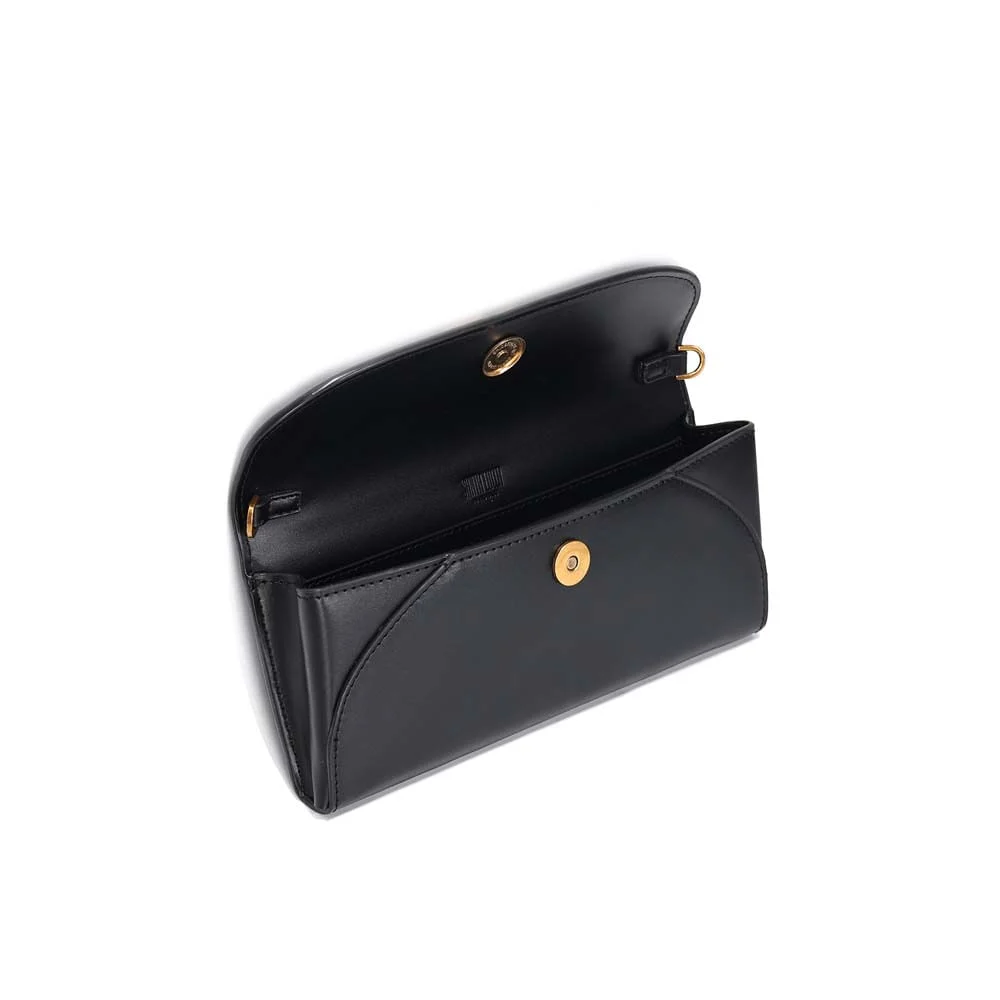 Bolsa Carteira Pequena Soft Liso Preto Alça Tiracolo - vista 3 de 3