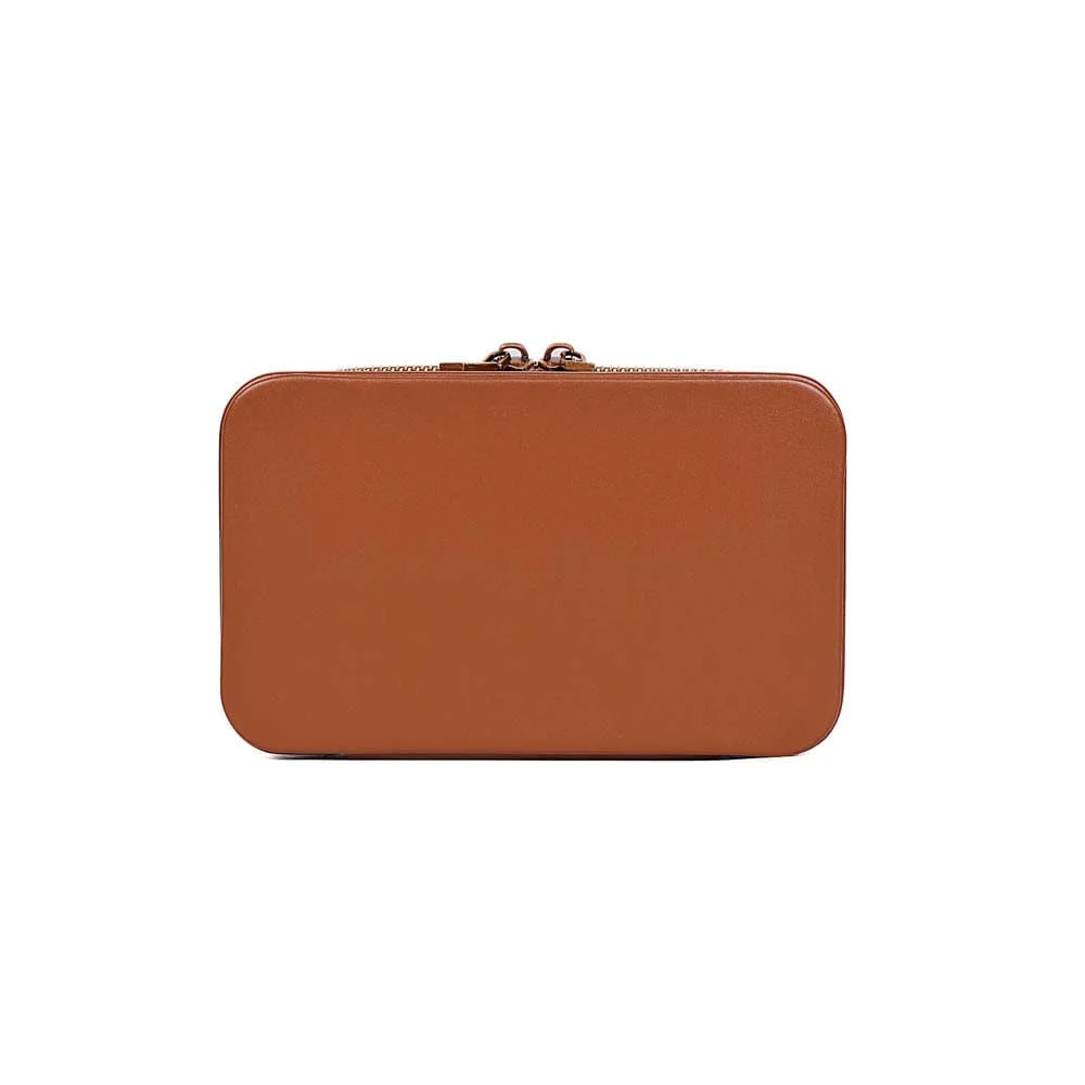 Porta Joias Soft Liso Alça De Mão Marrom Safari - vista 7 de 8