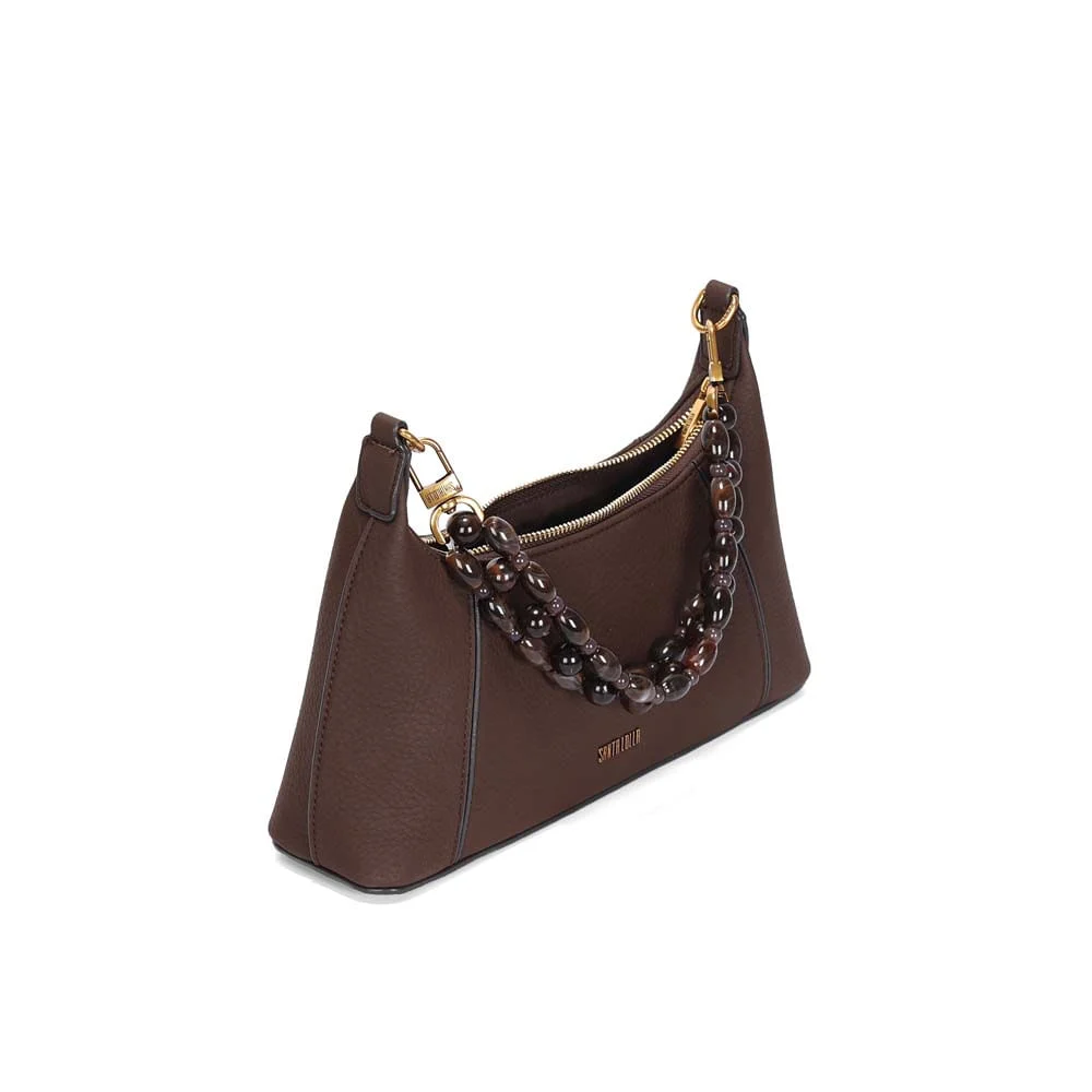 Bolsa Média Floater Marrom Dark Alça Miçangas - vista 3 de 4