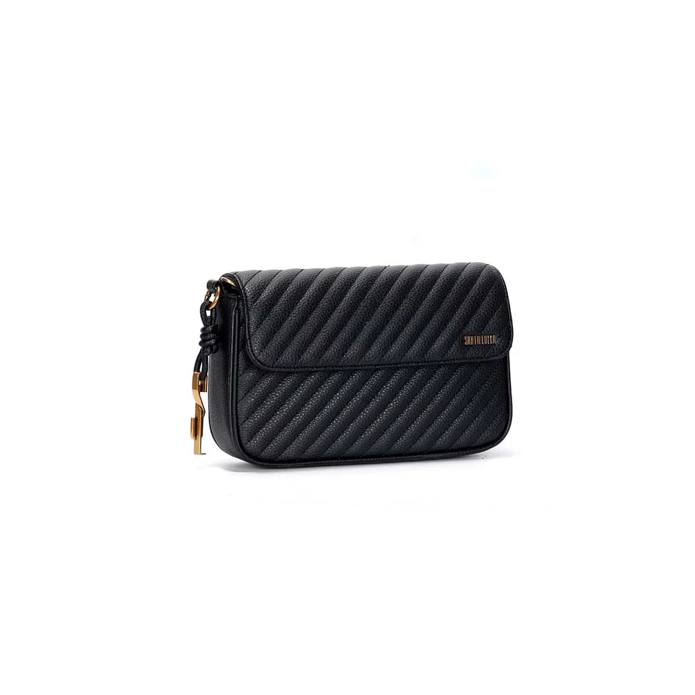 Bolsa Média Floater Matelassê Preto Alça Corrente - vista 2 de 3