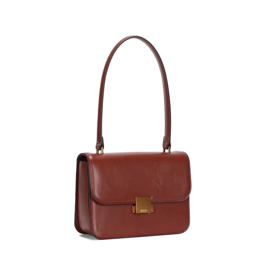 Bolsa Média Soft Liso Marrom Terracota Alça De Mão - vista 2 de 4