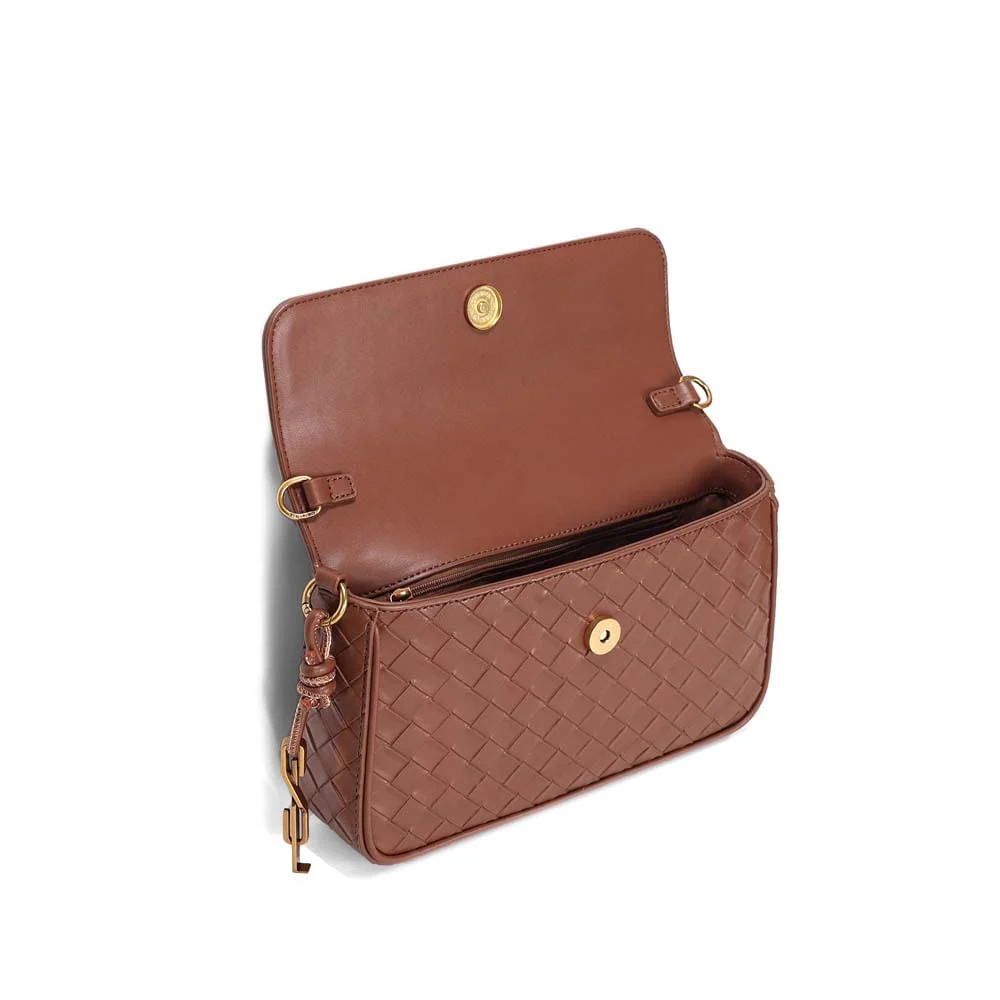 Bolsa Média Quadrada Tressê Terracota Alça Corrente - vista 3 de 3