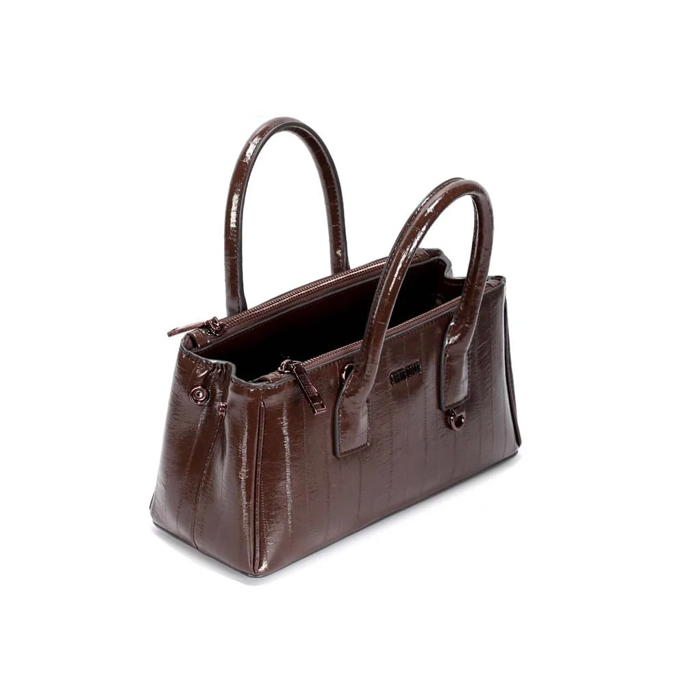 Bolsa Quadrada Pequena Enguia Marrom Dark Tiracolo - vista 2 de 2