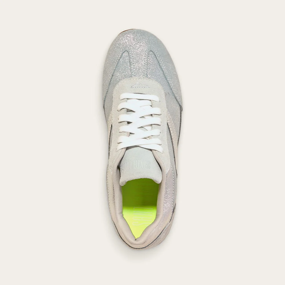 Tênis Jogging Couro Camurça Prata Glitter - vista 2 de 3