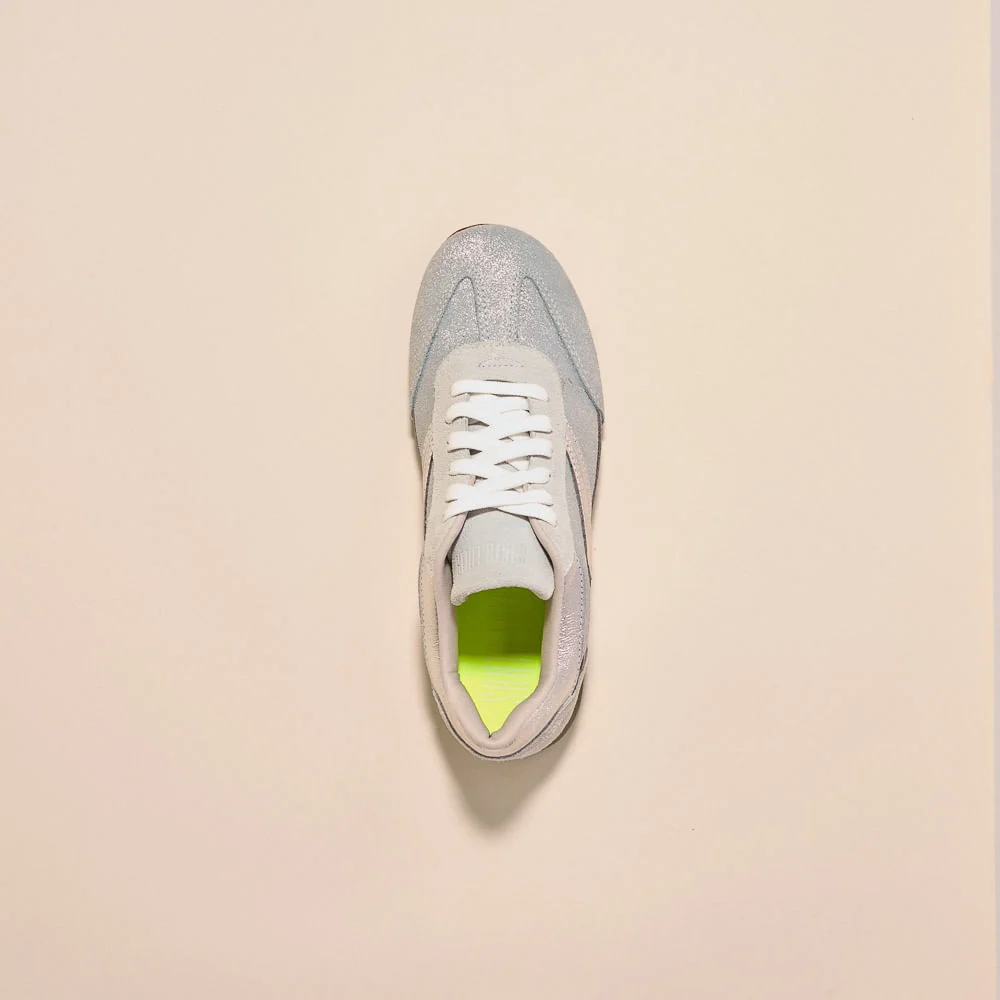 Tênis Jogging Couro Camurça Prata Glitter - vista 3 de 3