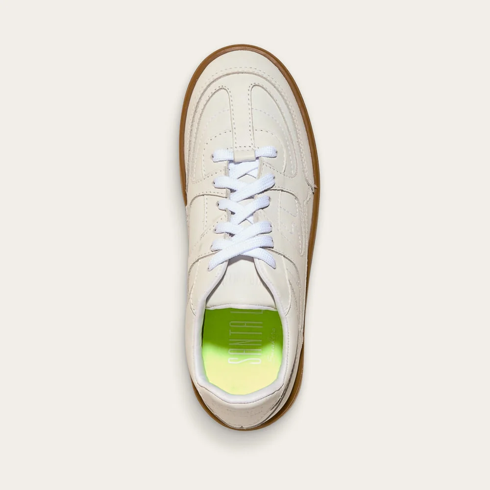 Tênis Couro Sneaker Branco Recortes - vista 2 de 2