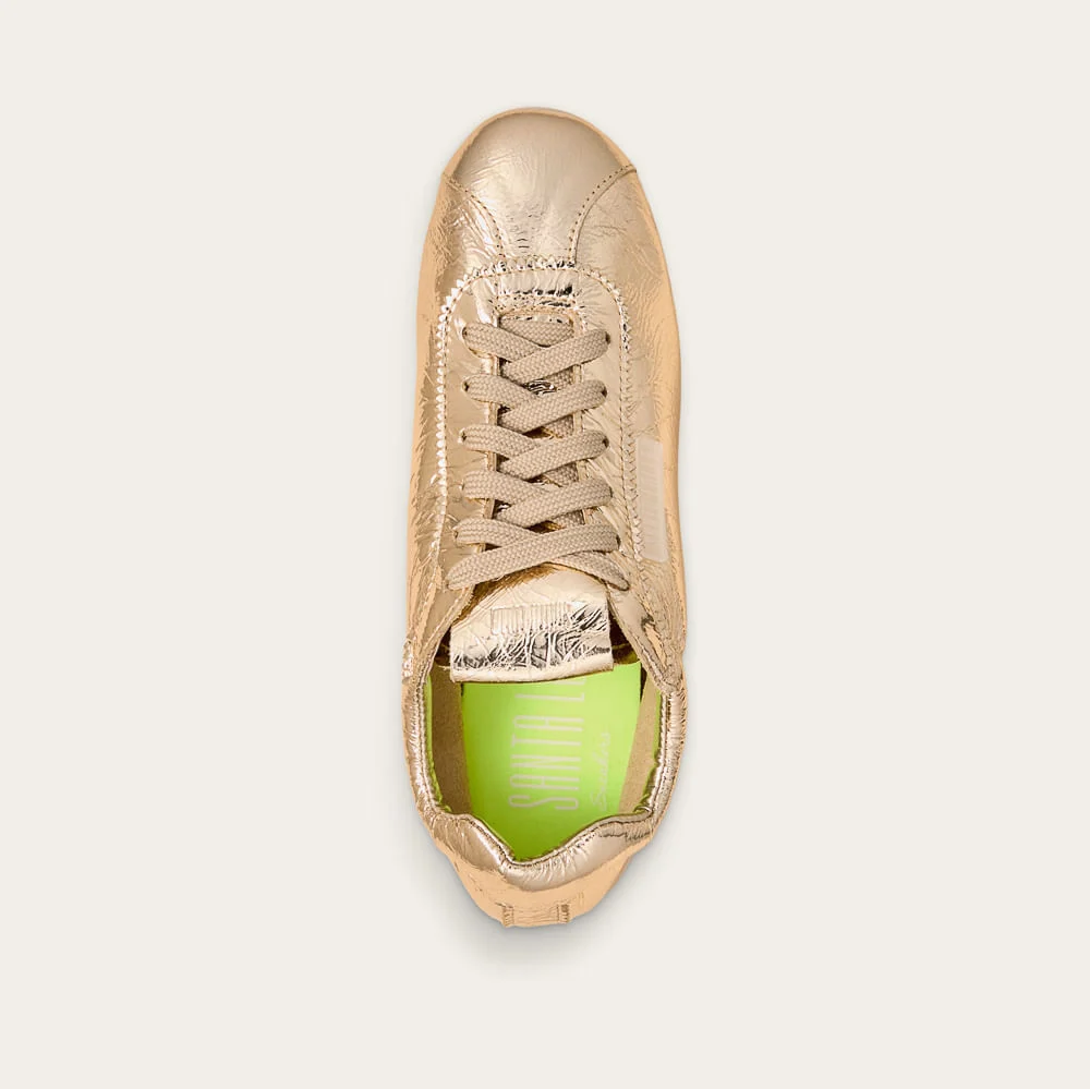 Tênis Jogging Couro Metalizado Dourado - vista 2 de 2