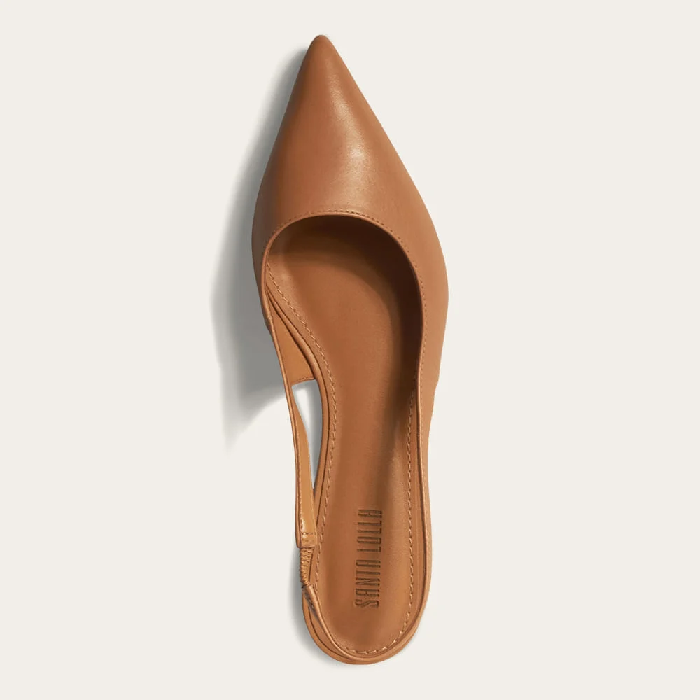 Sapatilha Slingback Couro Nobre Marrom Bico Fino - vista 2 de 2