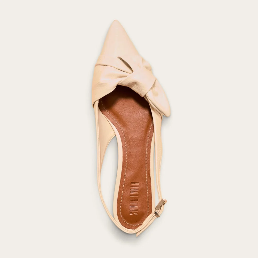 Sapatilha Slingback Verniz Bico Fino Marfim - vista 2 de 2