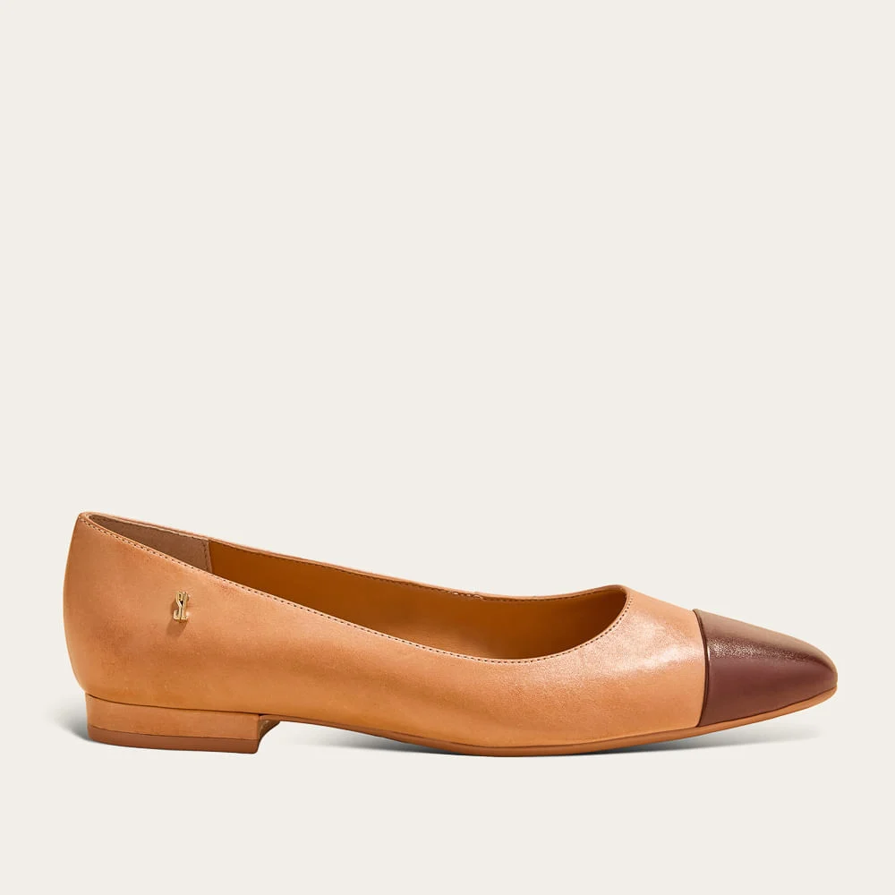 Sapatilha Couro Premium Bicolor Bico Fino Marrom - vista 1 de 2