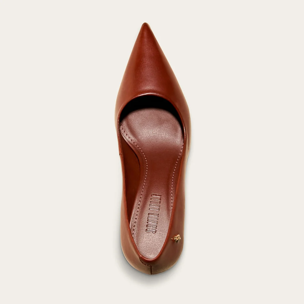 Scarpin Couro Premium Marrom Terracota Salto Baixo - vista 3 de 3