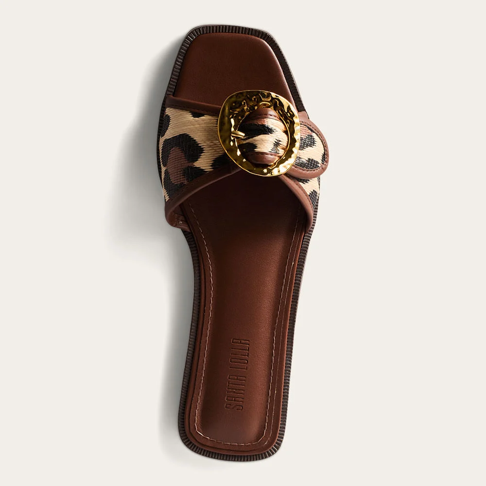 Rasteira Tramado Onça Animal Print Fivela - vista 2 de 3