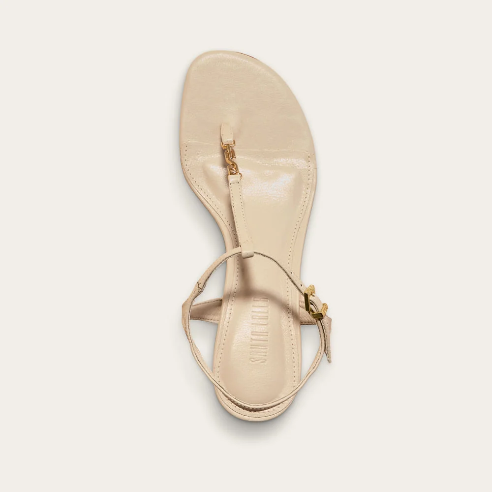 Sandália Napa Soft Off White Salto Baixo Anabela - vista 3 de 3