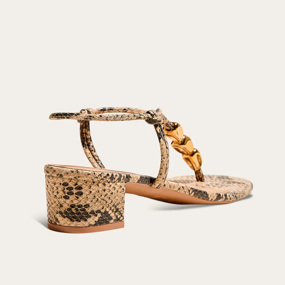 Sandália Couro Cobra Animal Print Metal - vista 2 de 4