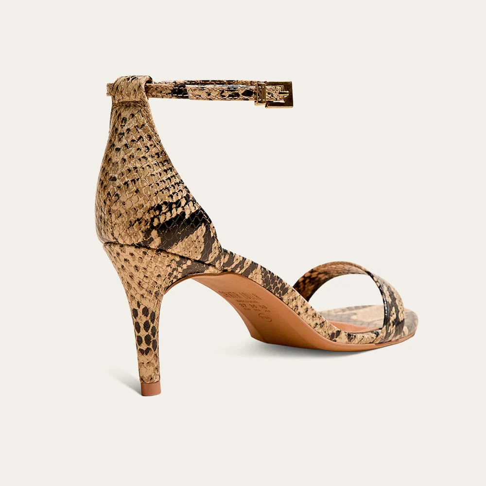 Sandália Animal Print Cobra Salto Médio - vista 2 de 3