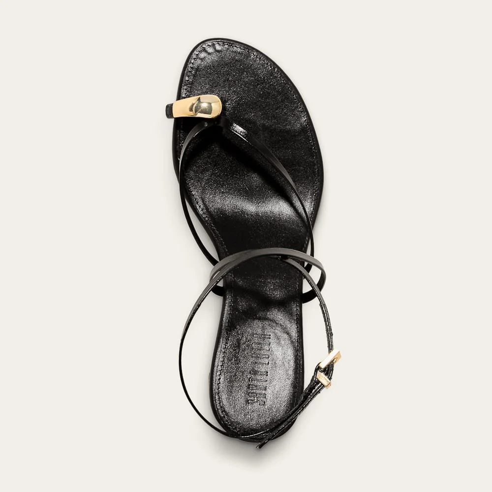 Sandália Thong Couro Confort Preto Metal Bold - vista 3 de 3