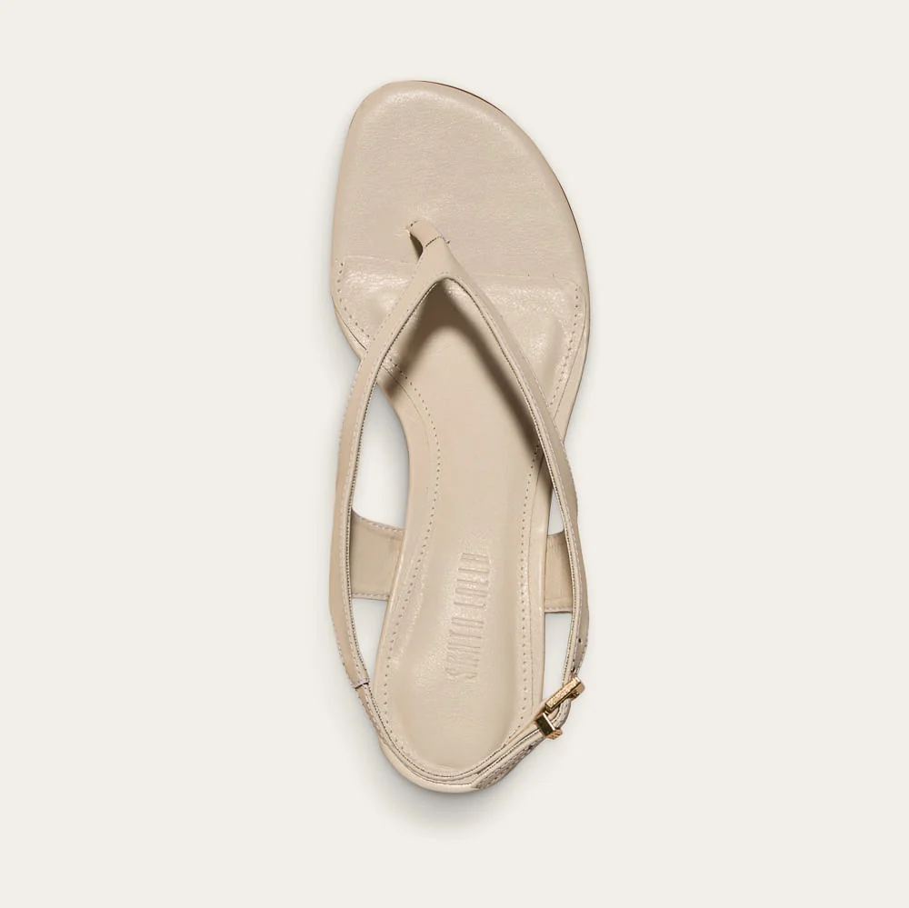 Sandália Thong Napa Soft Off White Salto Anabela - vista 3 de 3