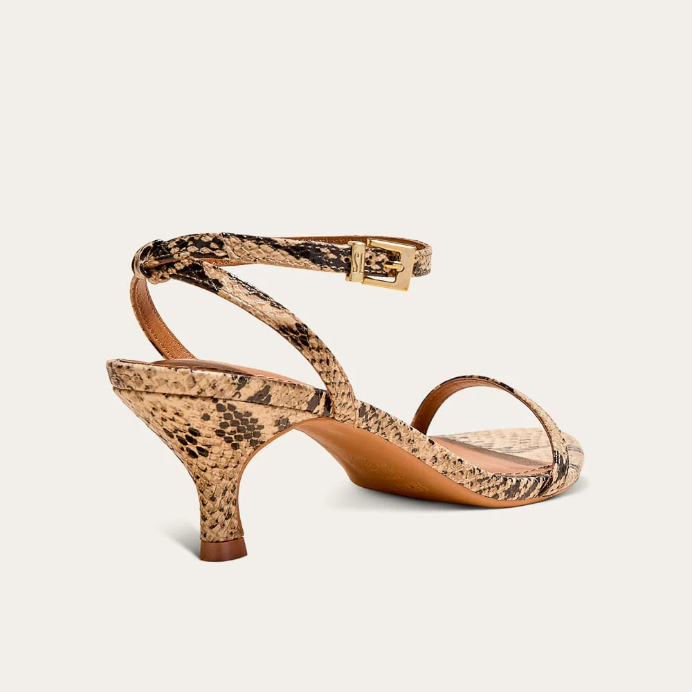 Sandália Animal Print Cobra Salto Baixo - vista 2 de 3