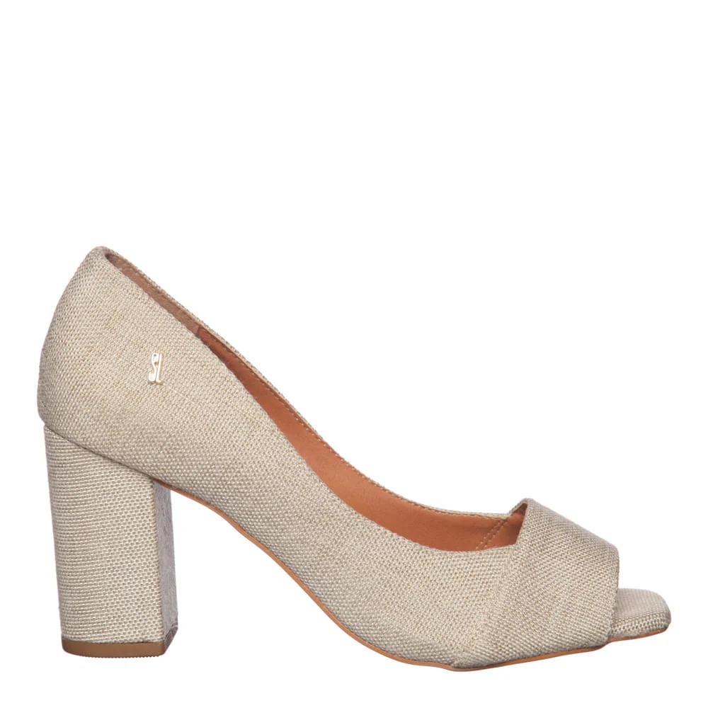 Peep Toe Antalia Bege Nude Salto Grosso - vista 1 de 3
