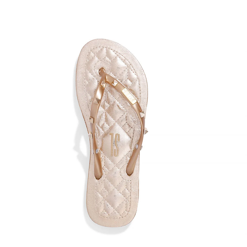 Flip Flop Metalizado Rebite Dourado - vista 2 de 4