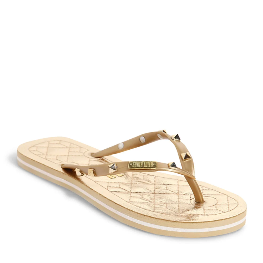 Flip Flop Metalizado Rebite Dourado - vista 3 de 4