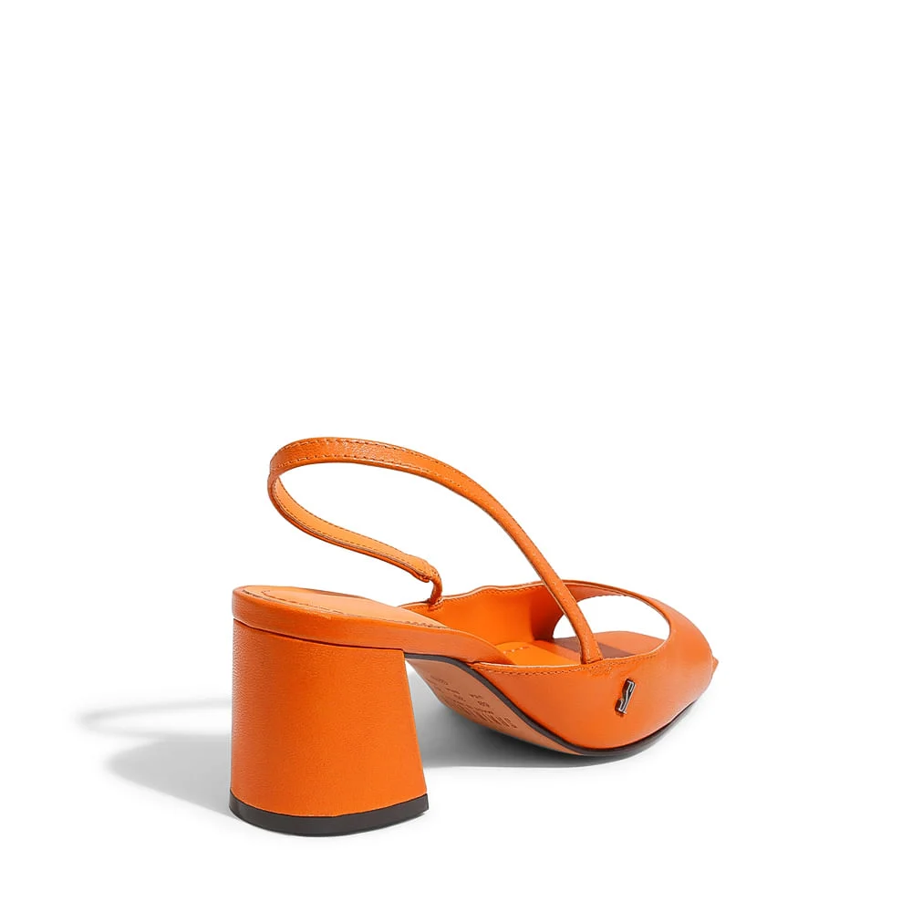 Peep Toe Slingback Bico Quadrado Laranja - vista 3 de 3