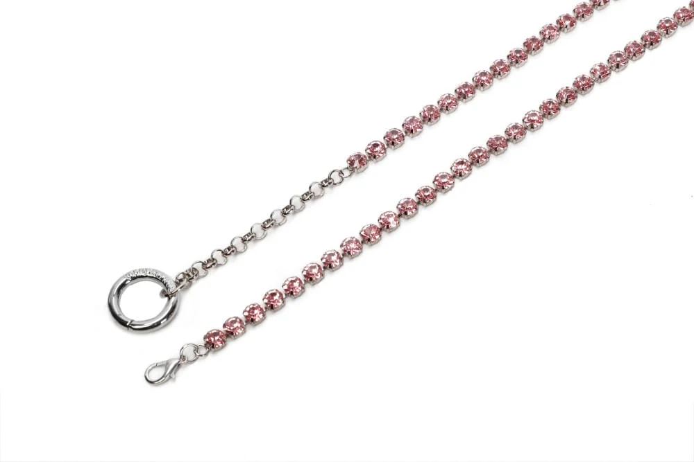 Cinto Corrente Metalizada Pedraria Cristal Rosa - vista 3 de 3