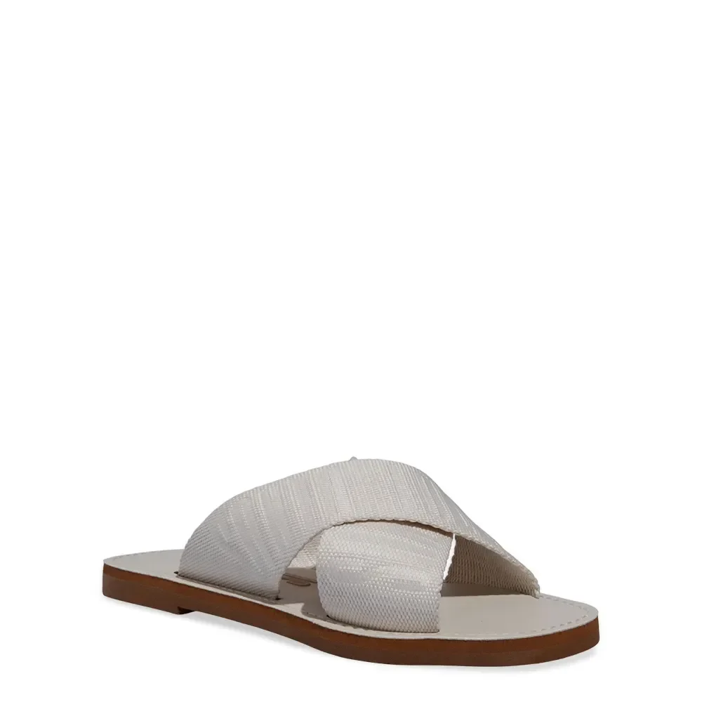 Rasteira Tiras Cruzadas Gorgurão Off White - vista 2 de 4