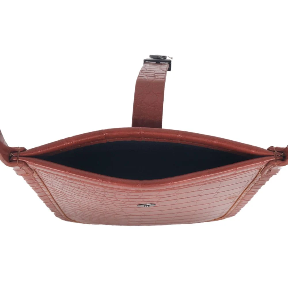 Bolsa Croco Alto Brilho Marrom Rust - vista 6 de 7
