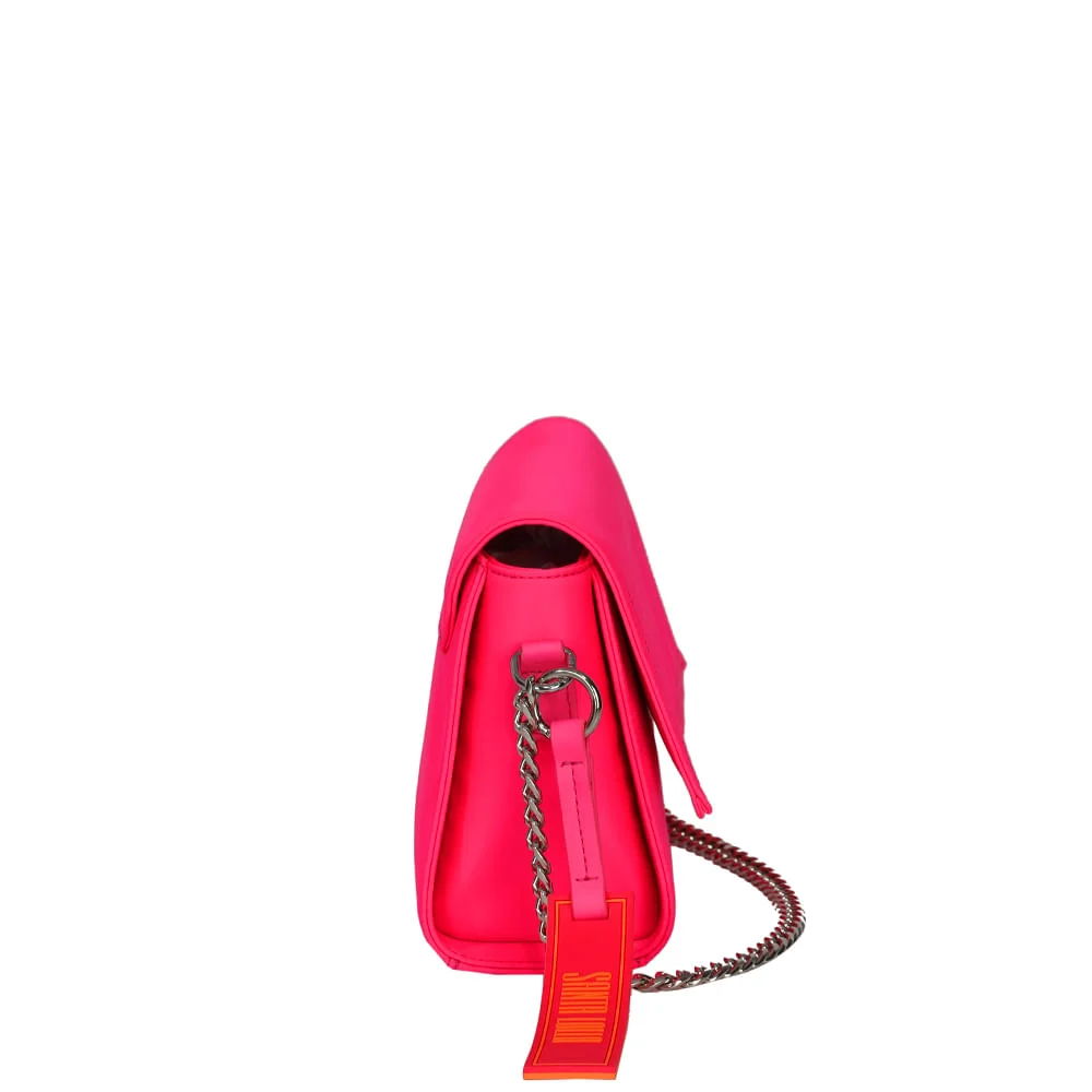 Bolsa Rosa Nylon Corrente Alça Média - vista 3 de 5