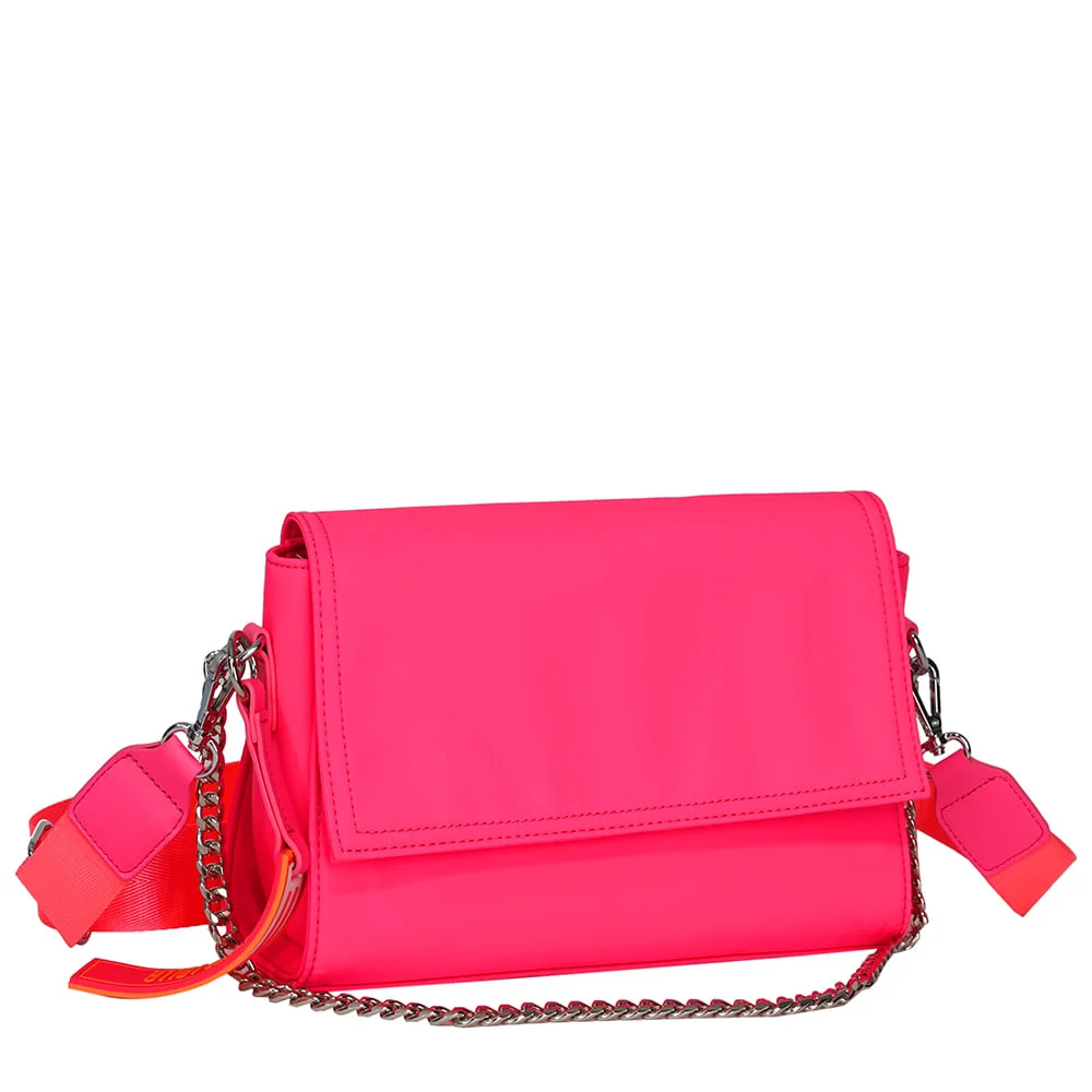 Bolsa Rosa Nylon Corrente Alça Média - vista 4 de 5