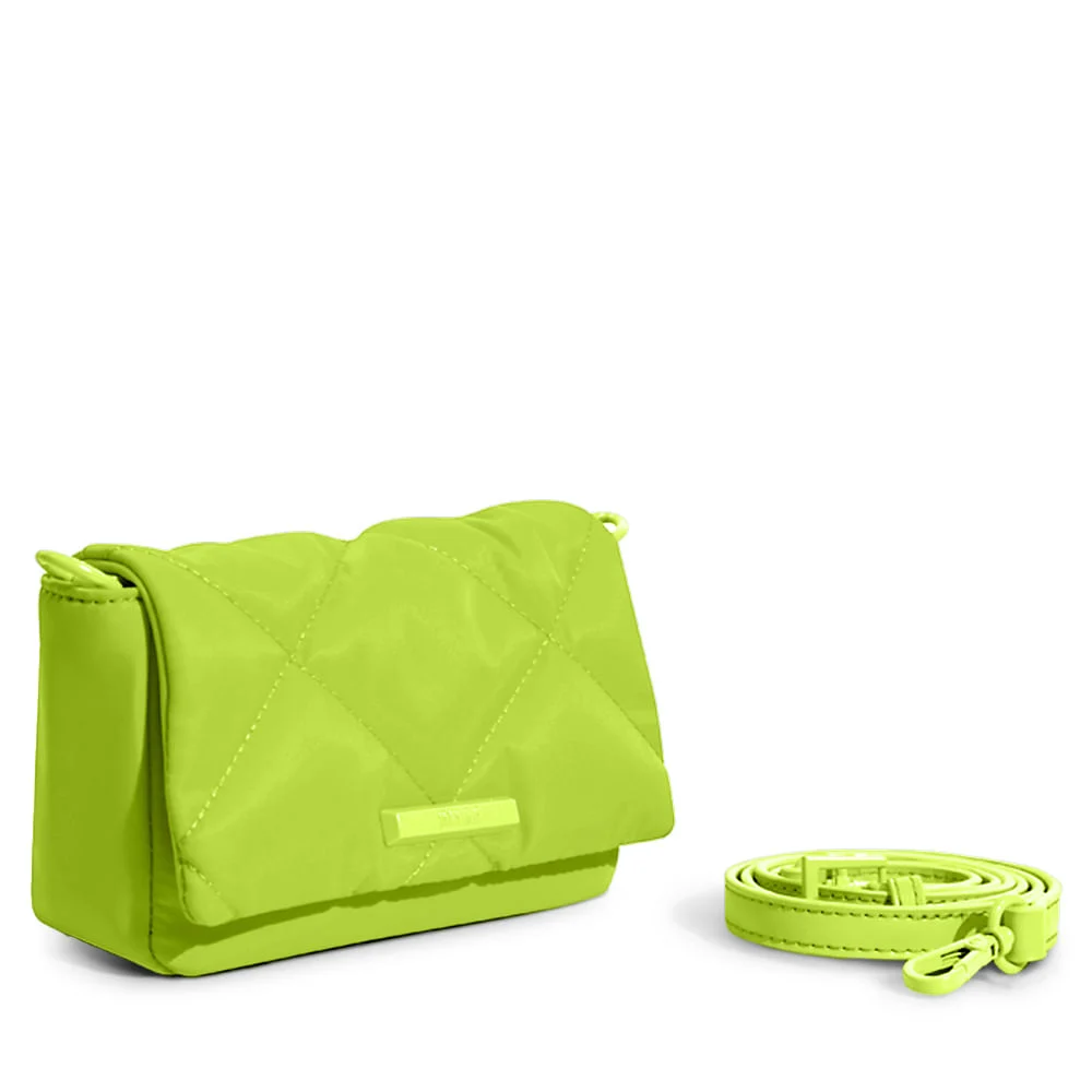 Bolsa Puffer Matelassê Pequena de Nylon Amarelo Neon - vista 2 de 4