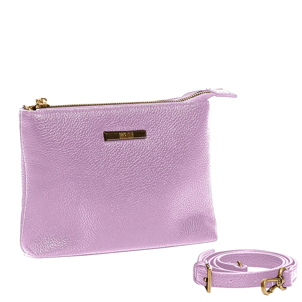 Bolsa Transversal Texturizada Roxo Lilás Com Detalhes Dourados E Tag De Logo Pequena - vista 2 de 3