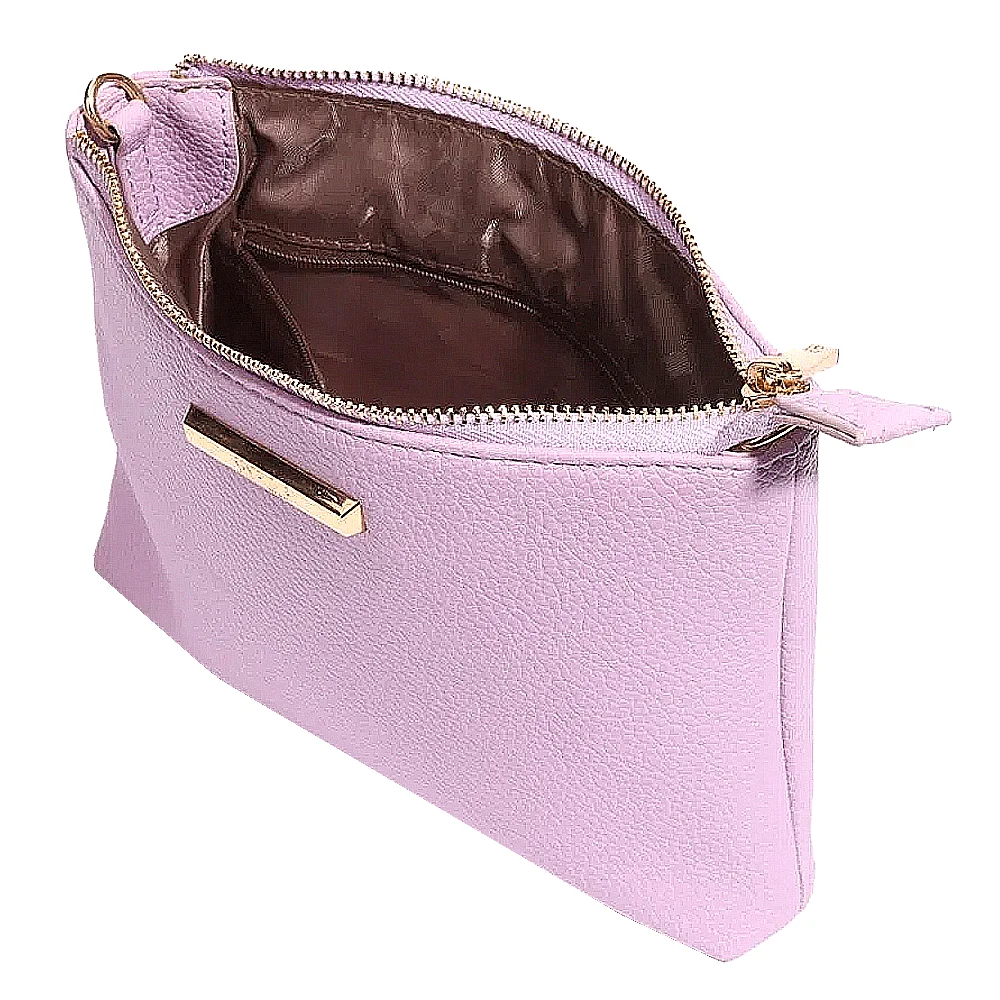 Bolsa Transversal Texturizada Roxo Lilás Com Detalhes Dourados E Tag De Logo Pequena - vista 3 de 3