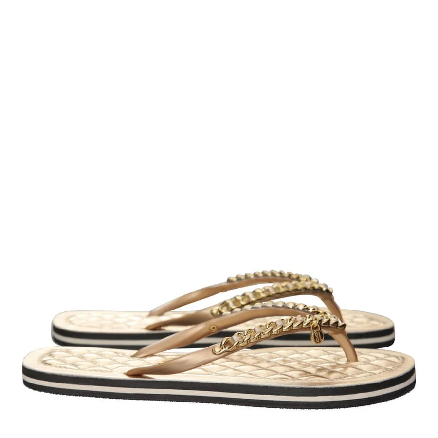 Chinelo Flip Flop Sienna Dourado Corrente - vista 2 de 4