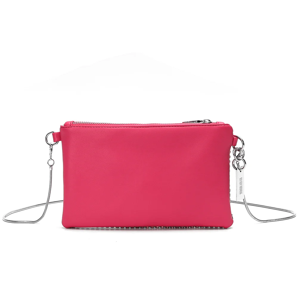 Bolsa Transversal Rosa Malha Strass - vista 6 de 6
