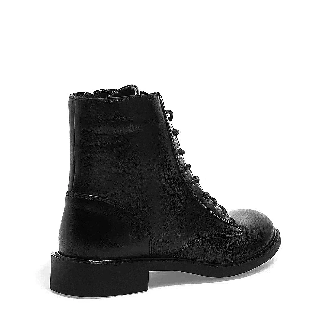Bota Coturno Cadarço Couro Pelica Premium Preto - vista 3 de 3
